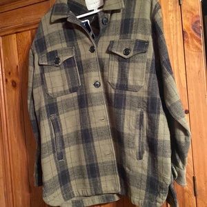 Lucky Brand NEW Flannel Jacket Medium New with tags Green and black Women
